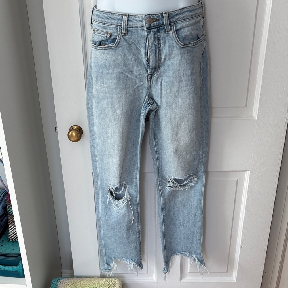 L'AGENCE Light Blue Distressed Straight Leg Jeans